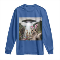Funny Cat Selfie with Easter Bunny Bigfoot UFO Long Sleeve Shirt
