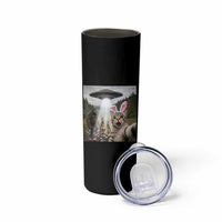 Funny Cat Selfie with Easter Bunny Bigfoot UFO Skinny Tumbler