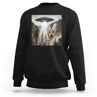 Funny Cat Selfie with Easter Bunny Bigfoot UFO Sweatshirt