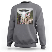 Funny Cat Selfie with Easter Bunny Bigfoot UFO Sweatshirt