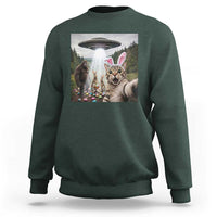 Funny Cat Selfie with Easter Bunny Bigfoot UFO Sweatshirt