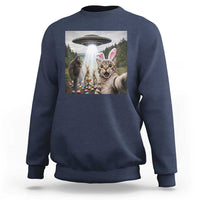 Funny Cat Selfie with Easter Bunny Bigfoot UFO Sweatshirt