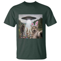 Funny Cat Selfie with Easter Bunny Bigfoot UFO T Shirt