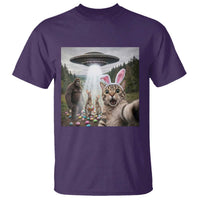 Funny Cat Selfie with Easter Bunny Bigfoot UFO T Shirt