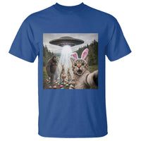 Funny Cat Selfie with Easter Bunny Bigfoot UFO T Shirt