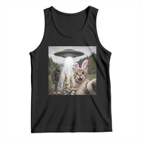 Funny Cat Selfie with Easter Bunny Bigfoot UFO Tank Top