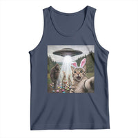 Funny Cat Selfie with Easter Bunny Bigfoot UFO Tank Top