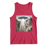 Funny Cat Selfie with Easter Bunny Bigfoot UFO Tank Top