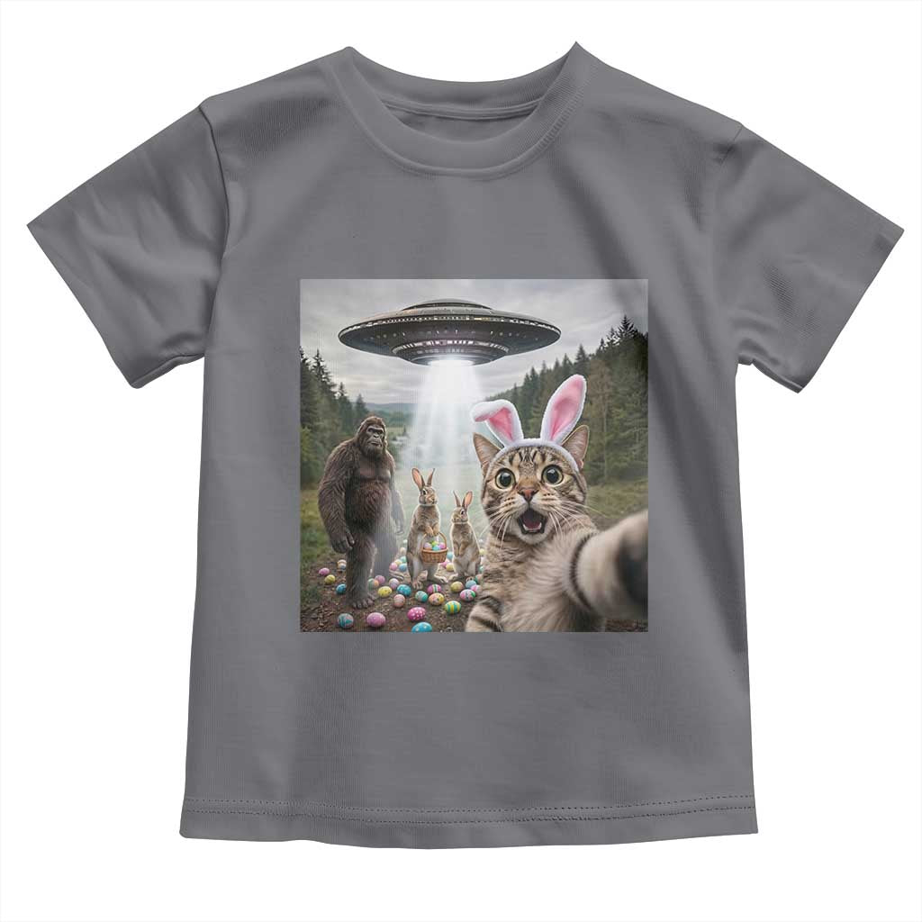 Funny Cat Selfie with Easter Bunny Bigfoot UFO Toddler T Shirt