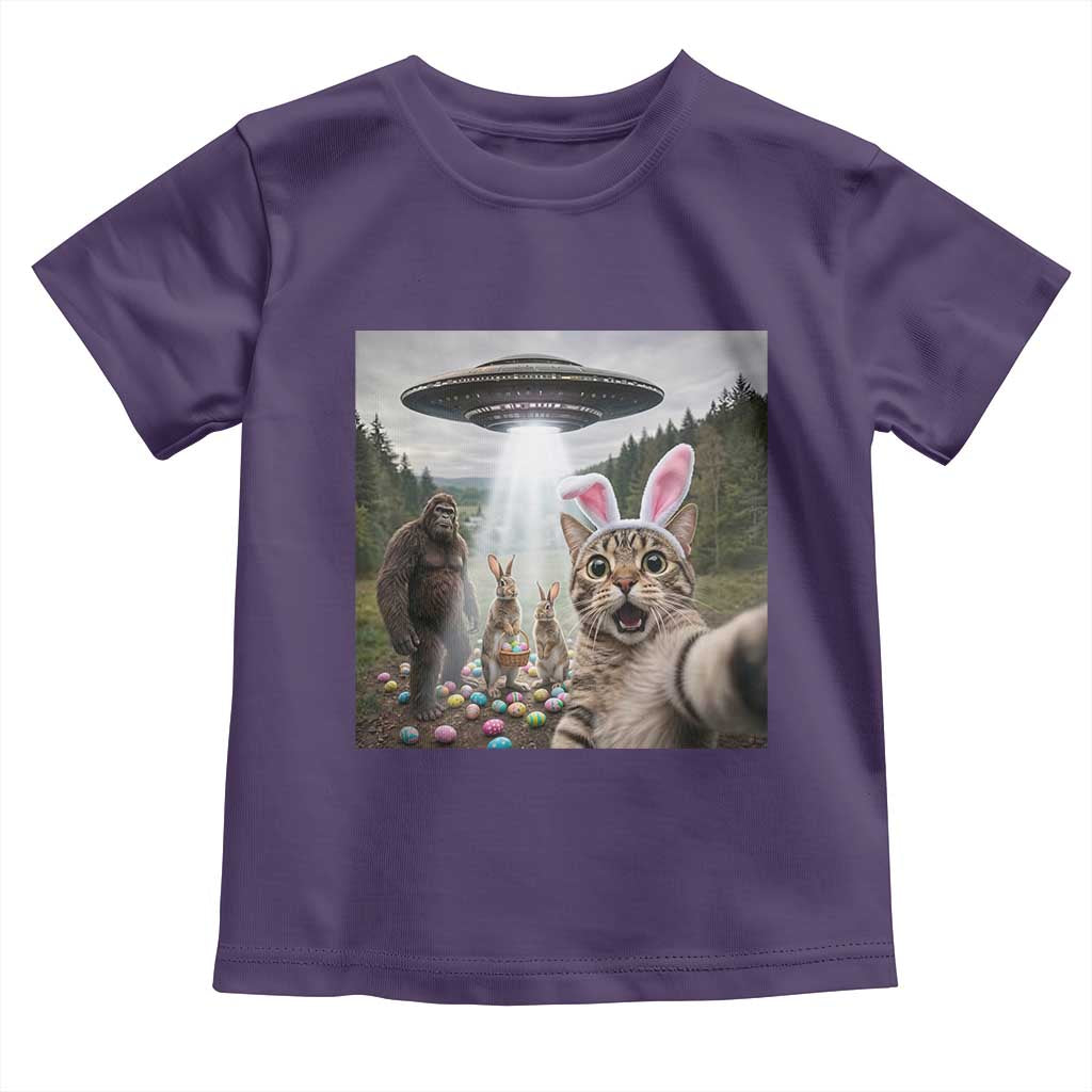 Funny Cat Selfie with Easter Bunny Bigfoot UFO Toddler T Shirt