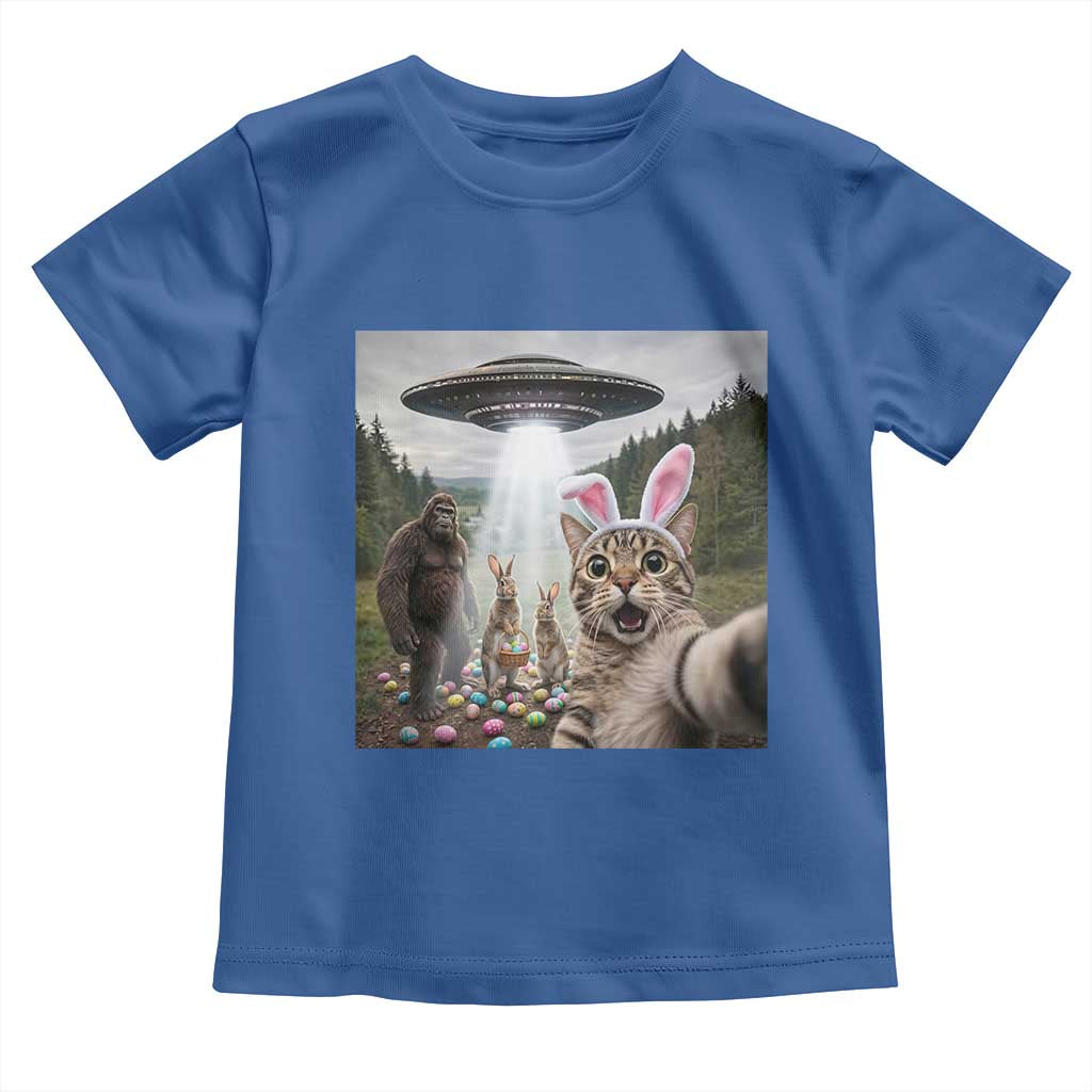 Funny Cat Selfie with Easter Bunny Bigfoot UFO Toddler T Shirt