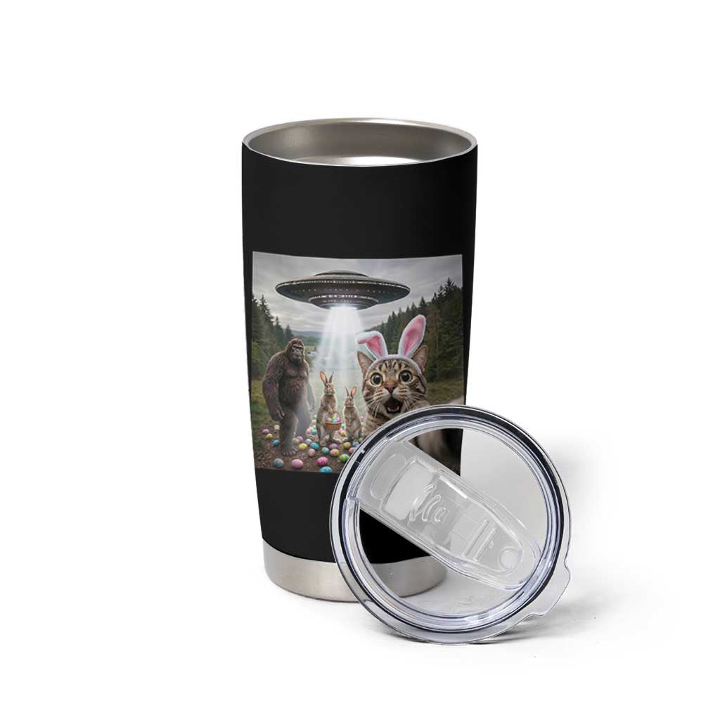 Funny Cat Selfie with Easter Bunny Bigfoot UFO Tumbler Cup