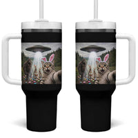 Funny Cat Selfie with Easter Bunny Bigfoot UFO Tumbler With Handle