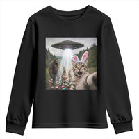 Funny Cat Selfie with Easter Bunny Bigfoot UFO Youth Sweatshirt