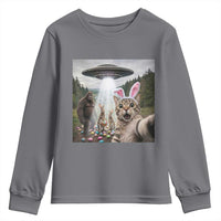Funny Cat Selfie with Easter Bunny Bigfoot UFO Youth Sweatshirt