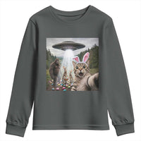 Funny Cat Selfie with Easter Bunny Bigfoot UFO Youth Sweatshirt