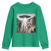 Funny Cat Selfie with Easter Bunny Bigfoot UFO Youth Sweatshirt