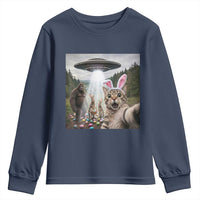 Funny Cat Selfie with Easter Bunny Bigfoot UFO Youth Sweatshirt