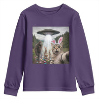 Funny Cat Selfie with Easter Bunny Bigfoot UFO Youth Sweatshirt
