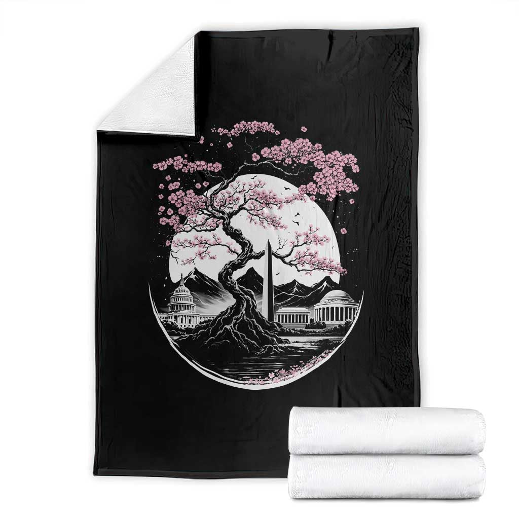 Washington DC Cherry Blossoms Monuments Memorials Japanese Style Throw Blanket