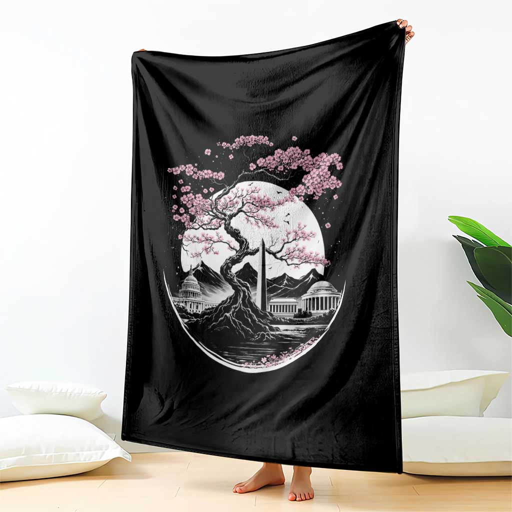 Washington DC Cherry Blossoms Monuments Memorials Japanese Style Throw Blanket