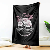 Washington DC Cherry Blossoms Monuments Memorials Japanese Style Throw Blanket