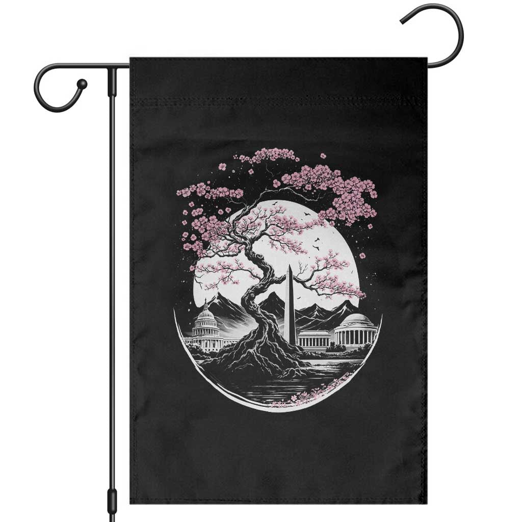 Washington DC Cherry Blossoms Monuments Memorials Japanese Style Garden Flag
