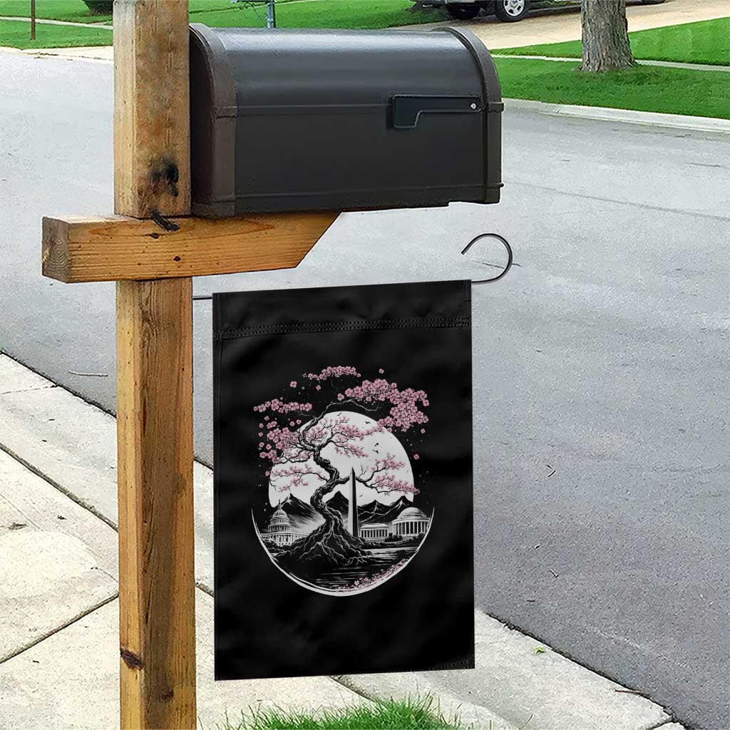 Washington DC Cherry Blossoms Monuments Memorials Japanese Style Garden Flag