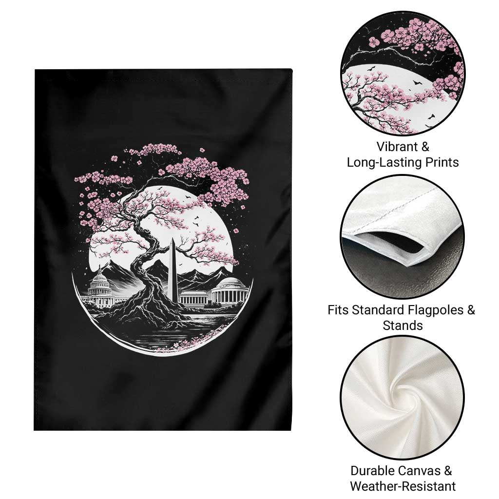 Washington DC Cherry Blossoms Monuments Memorials Japanese Style Garden Flag