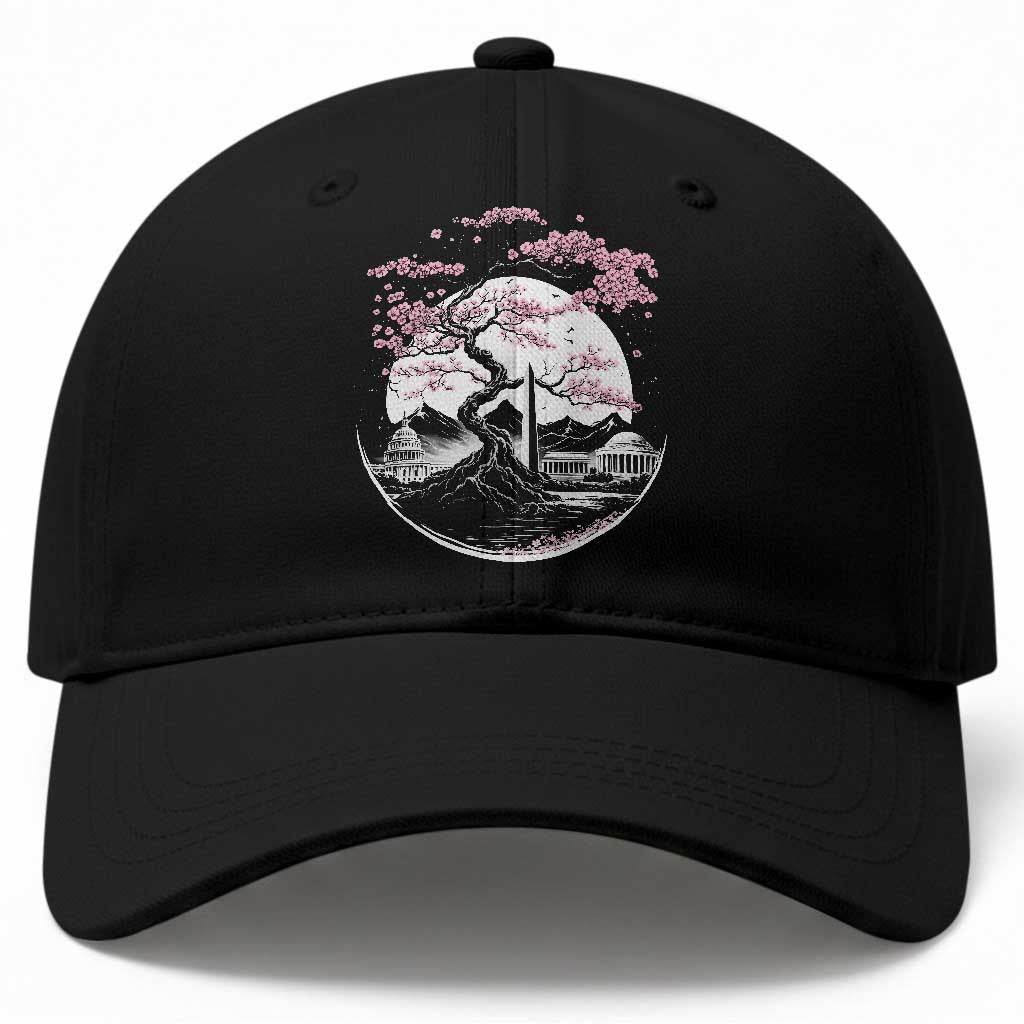Washington DC Cherry Blossoms Monuments Memorials Japanese Style Baseball Cap