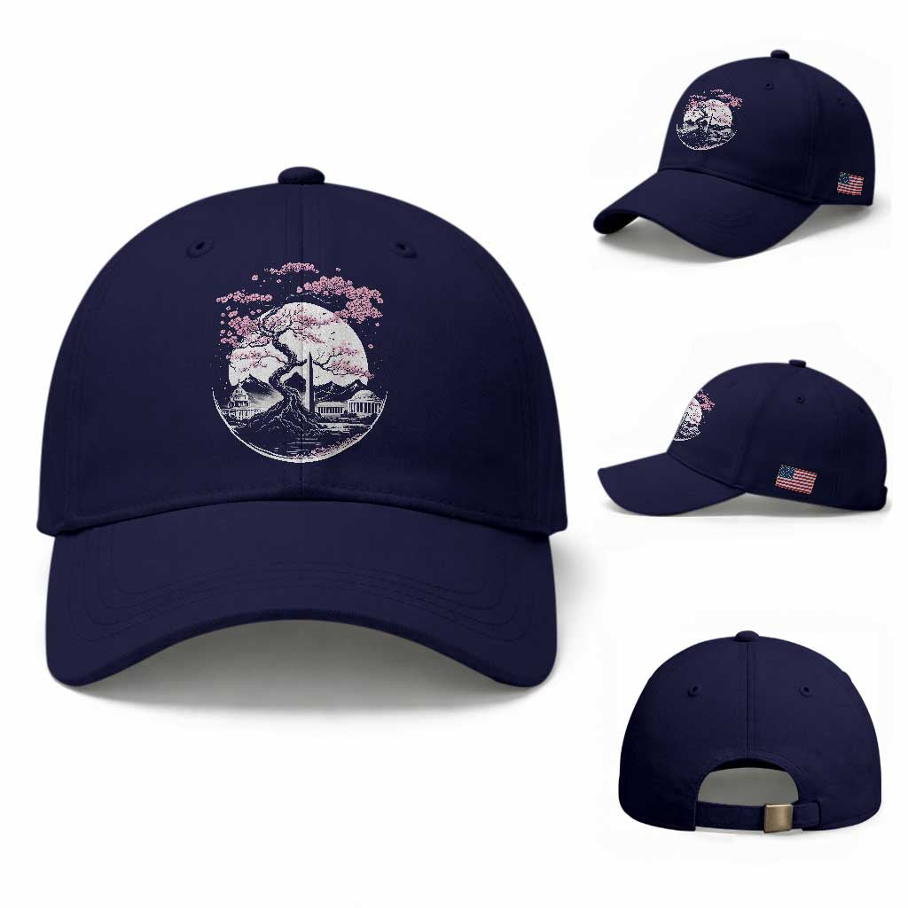 Washington DC Cherry Blossoms Monuments Memorials Japanese Style Baseball Cap