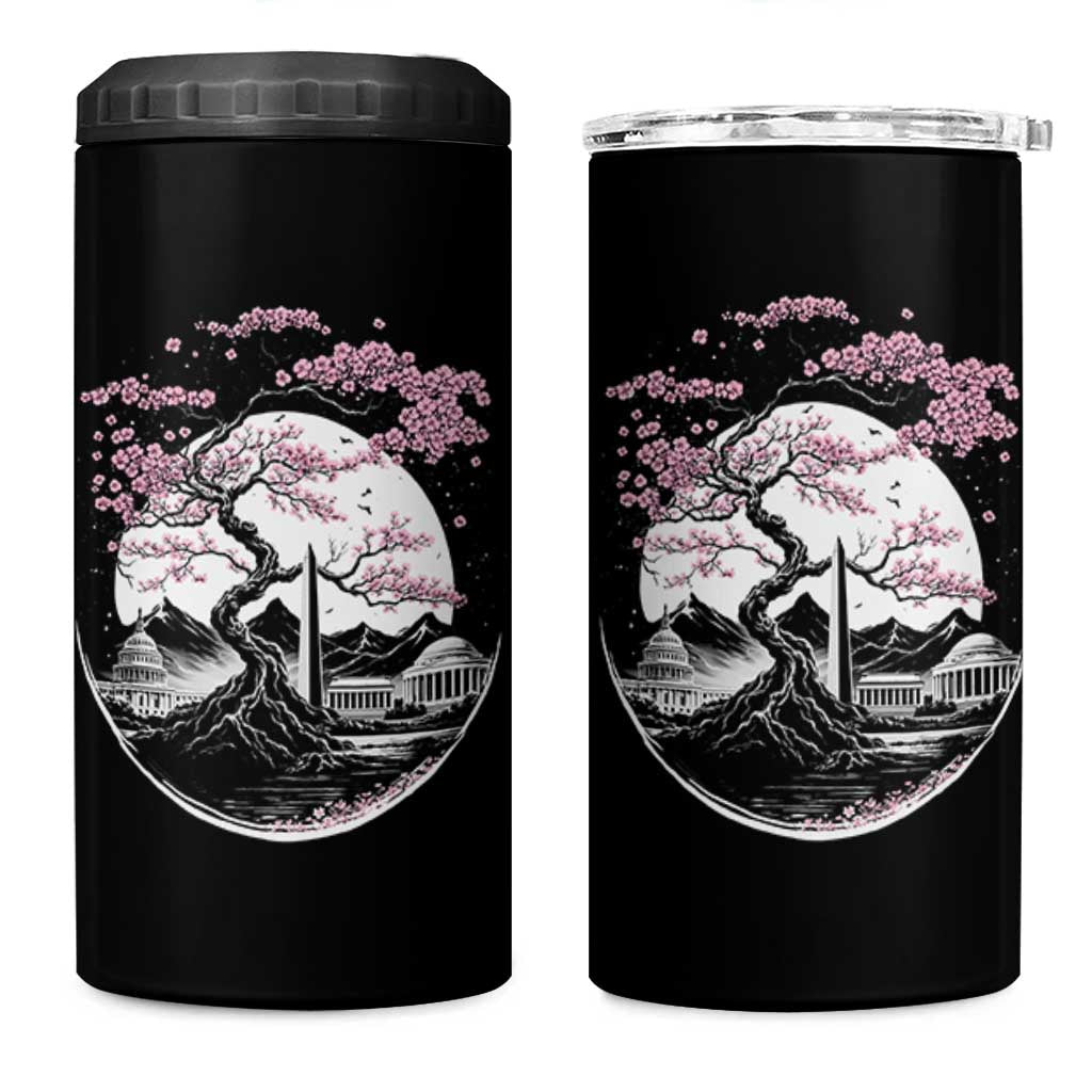Washington DC Cherry Blossoms Monuments Memorials Japanese Style 4 in 1 Can Cooler Tumbler