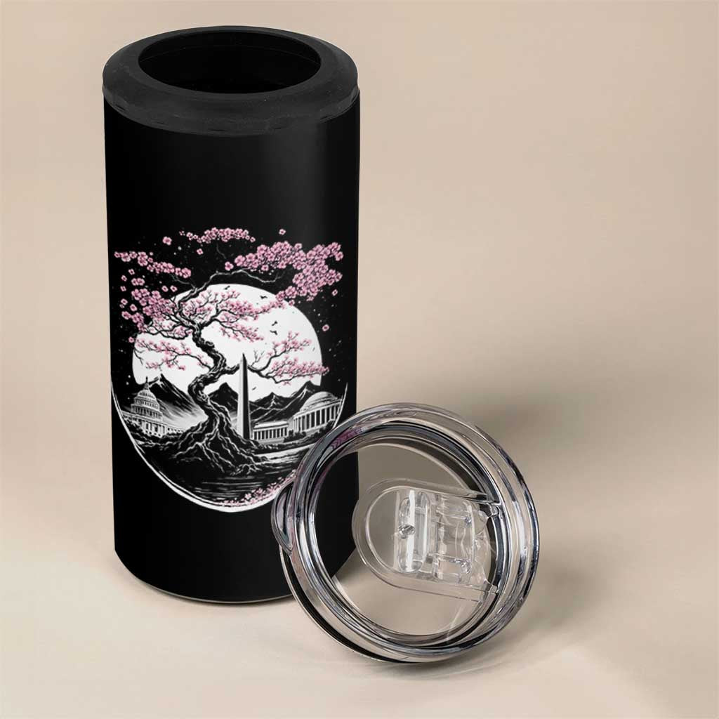 Washington DC Cherry Blossoms Monuments Memorials Japanese Style 4 in 1 Can Cooler Tumbler