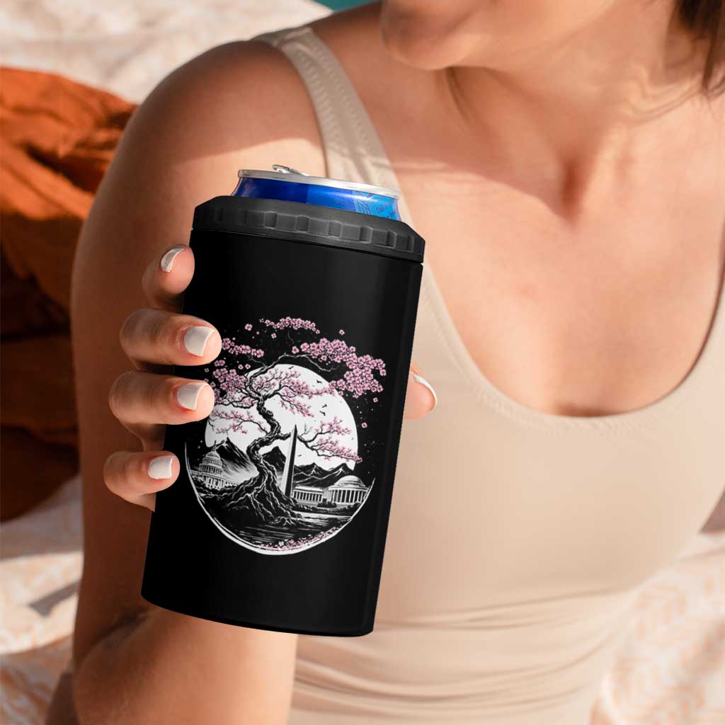 Washington DC Cherry Blossoms Monuments Memorials Japanese Style 4 in 1 Can Cooler Tumbler