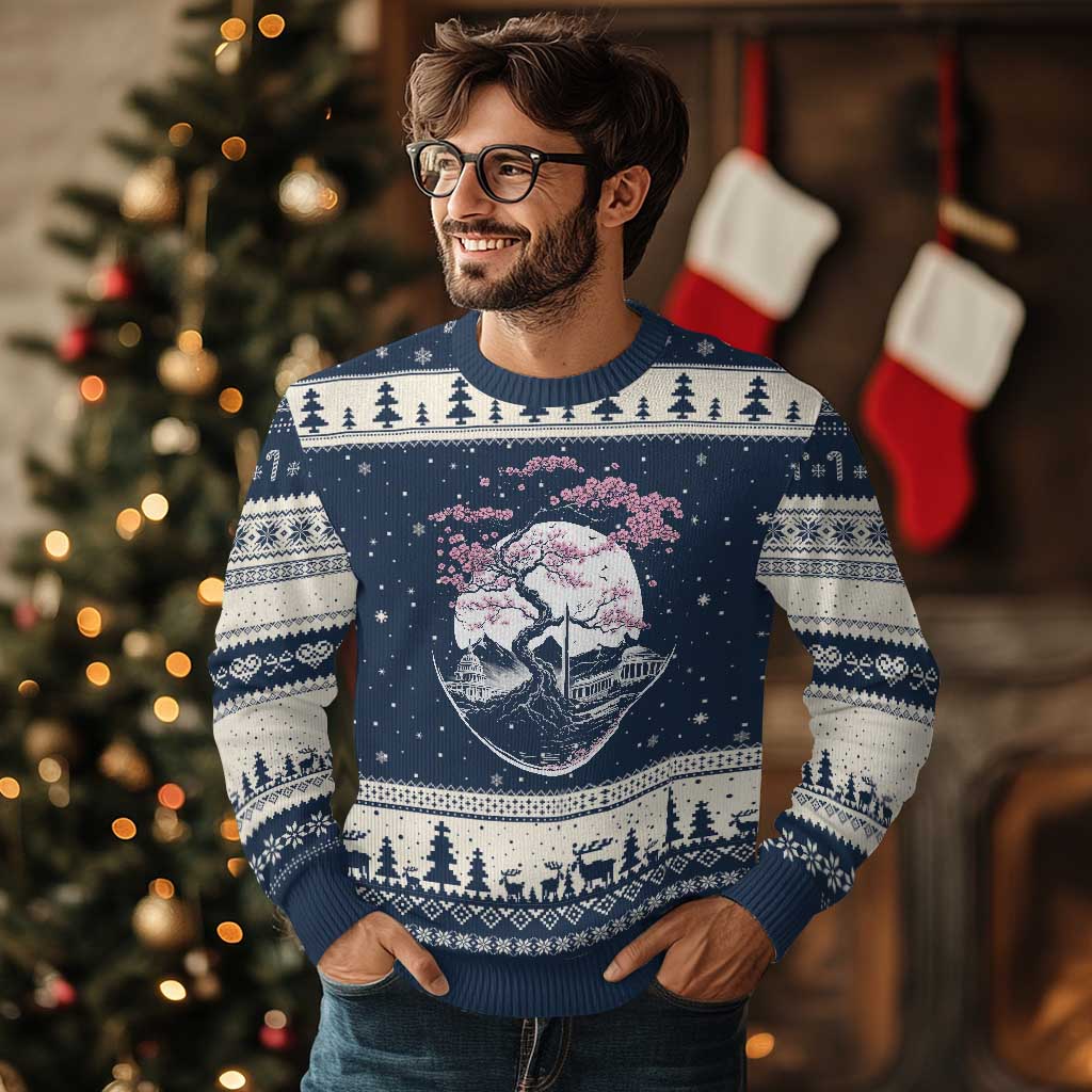 Washington DC Cherry Blossoms Monuments Memorials Japanese Style Ugly Christmas Sweater