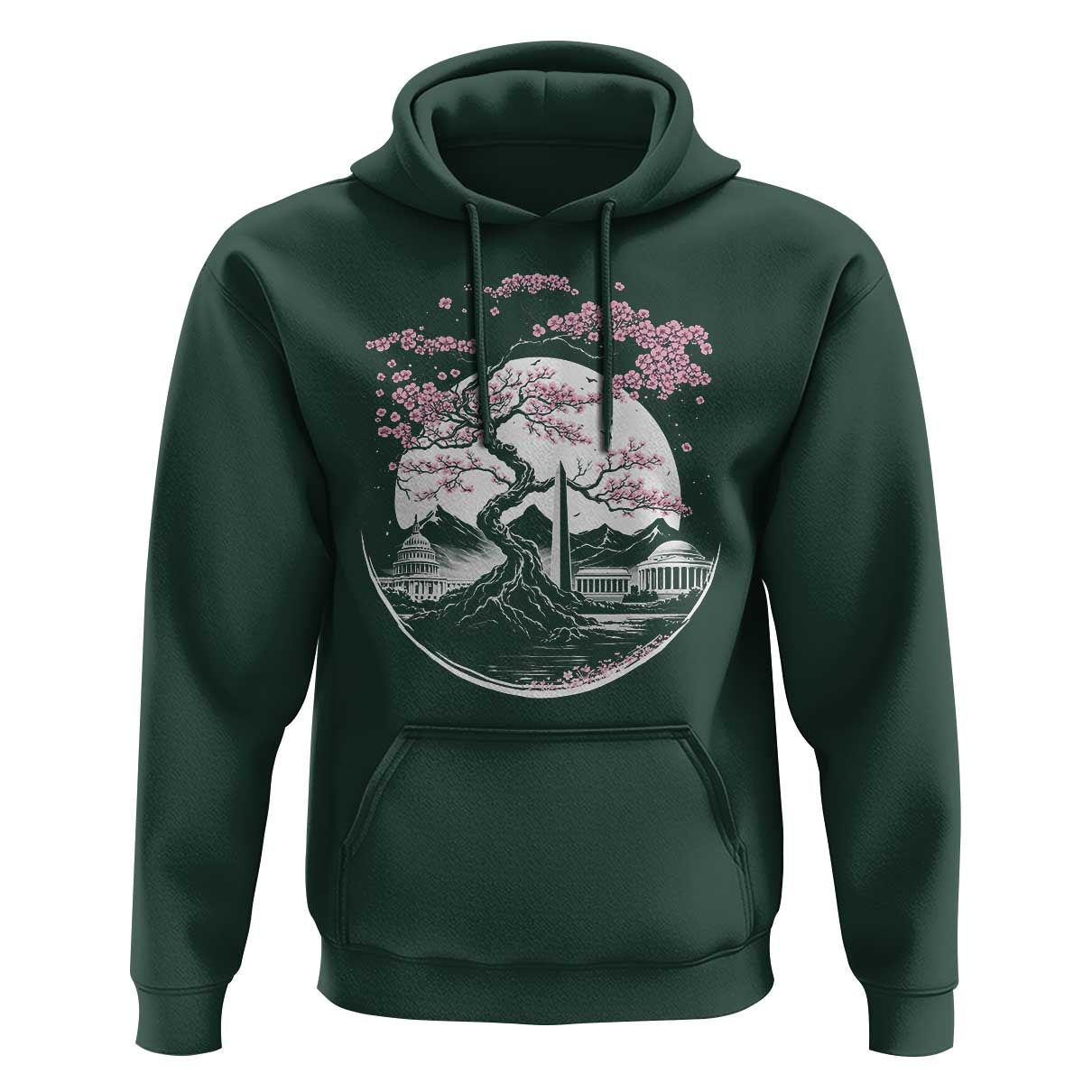 Washington DC Cherry Blossoms Monuments Memorials Japanese Style Hoodie
