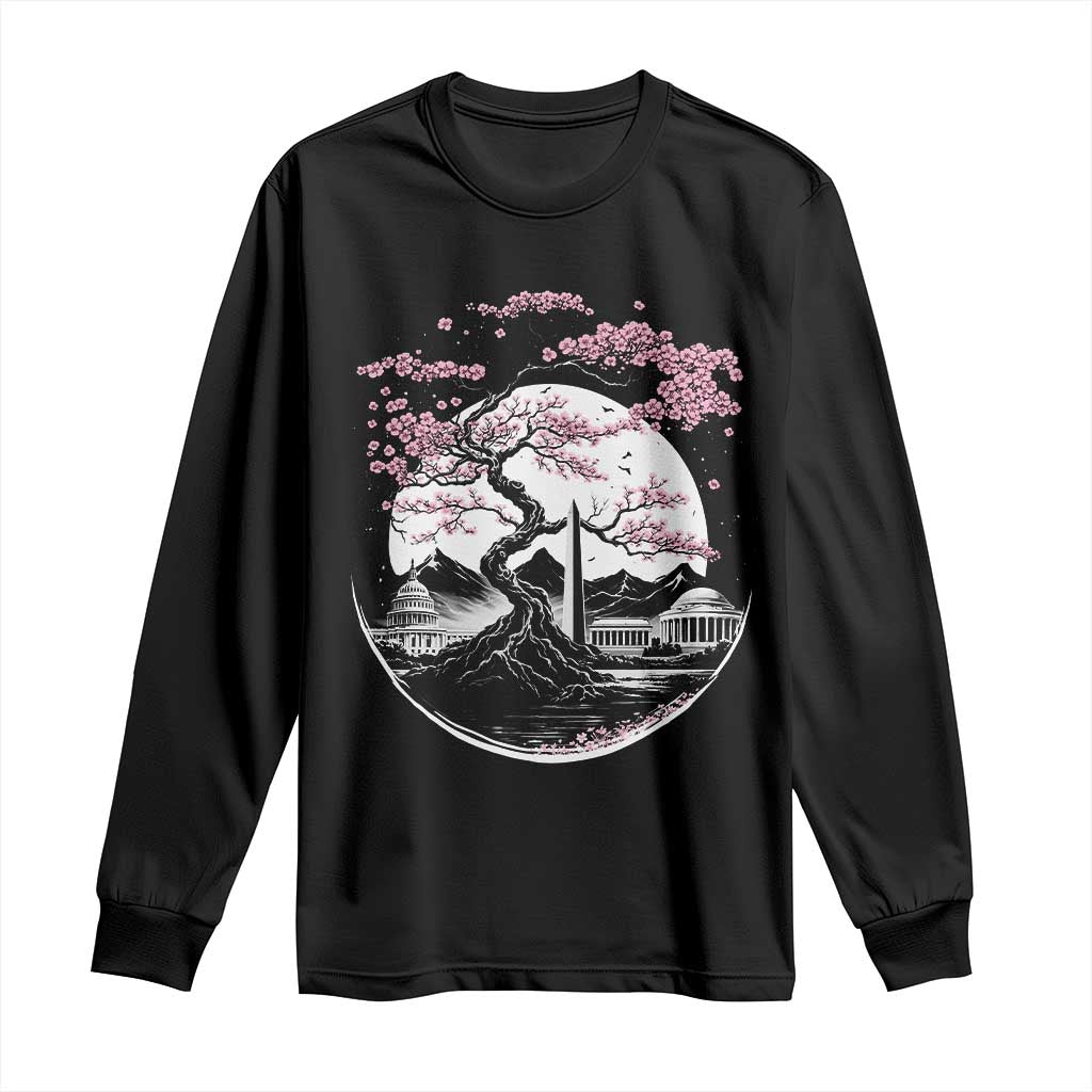 Washington DC Cherry Blossoms Monuments Memorials Japanese Style Long Sleeve Shirt