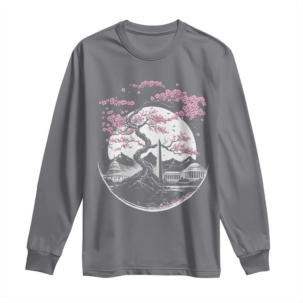 Washington DC Cherry Blossoms Monuments Memorials Japanese Style Long Sleeve Shirt