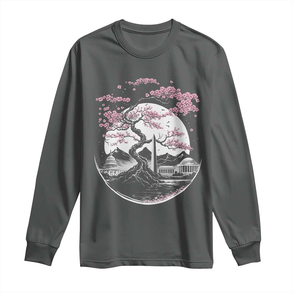 Washington DC Cherry Blossoms Monuments Memorials Japanese Style Long Sleeve Shirt