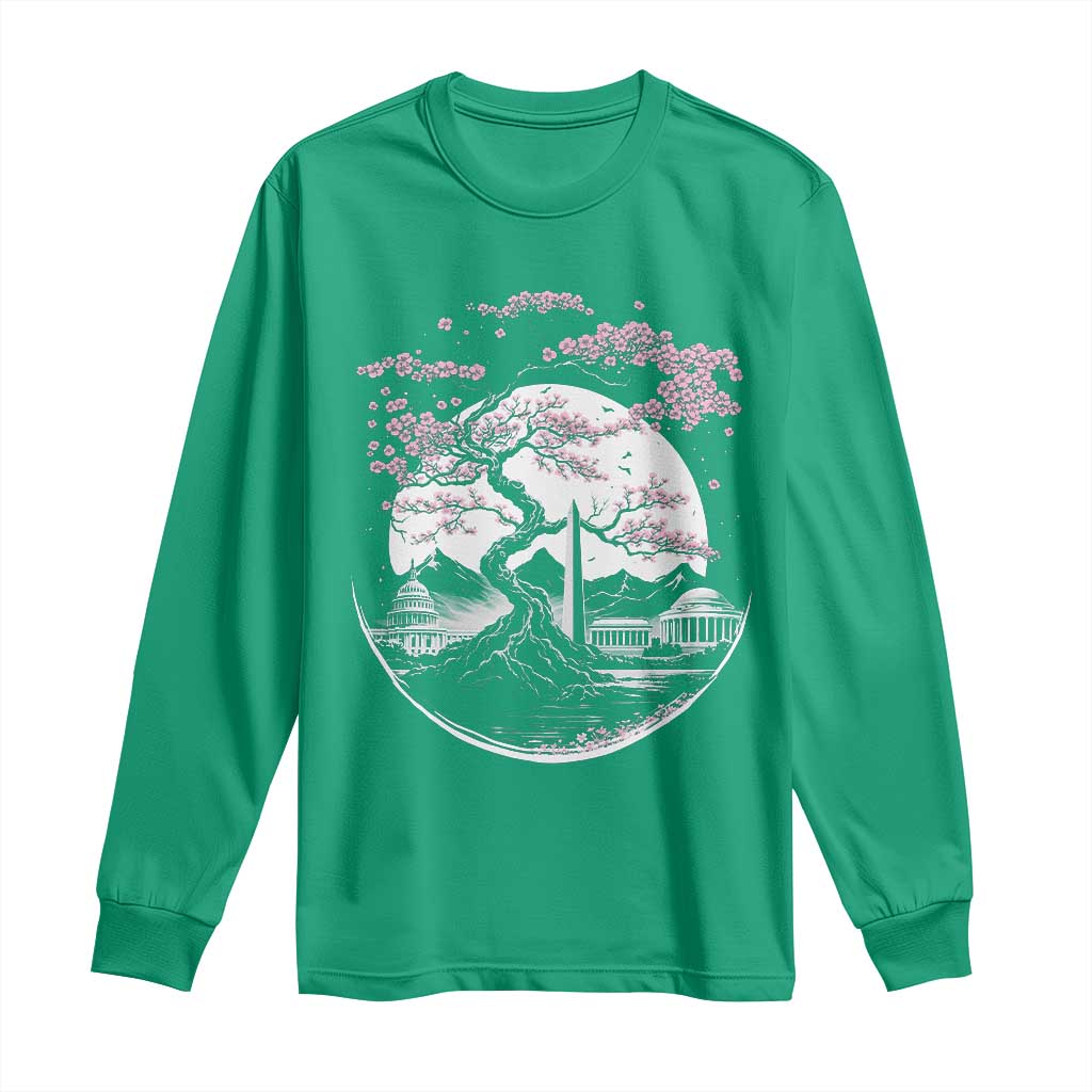 Washington DC Cherry Blossoms Monuments Memorials Japanese Style Long Sleeve Shirt