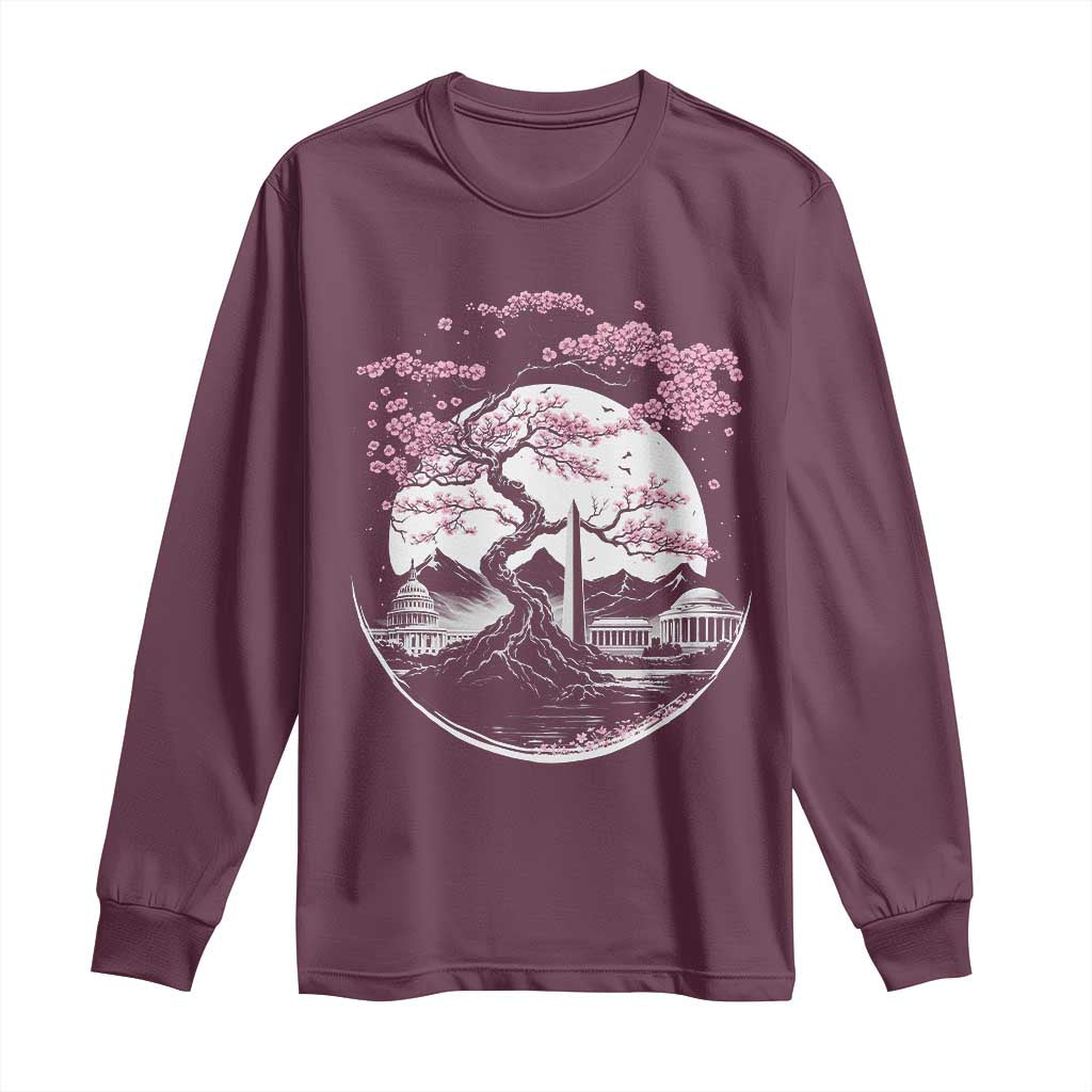 Washington DC Cherry Blossoms Monuments Memorials Japanese Style Long Sleeve Shirt