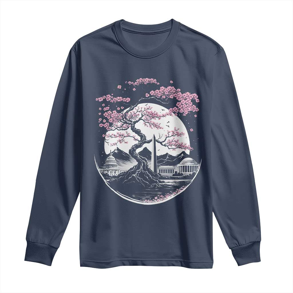 Washington DC Cherry Blossoms Monuments Memorials Japanese Style Long Sleeve Shirt