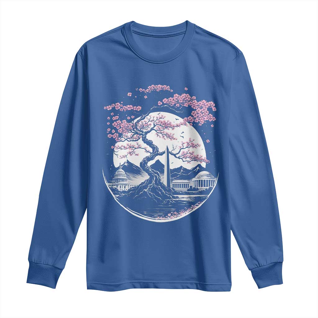 Washington DC Cherry Blossoms Monuments Memorials Japanese Style Long Sleeve Shirt