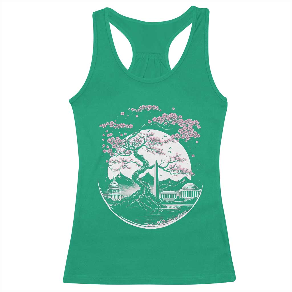 Washington DC Cherry Blossoms Monuments Memorials Japanese Style Racerback Tank Top