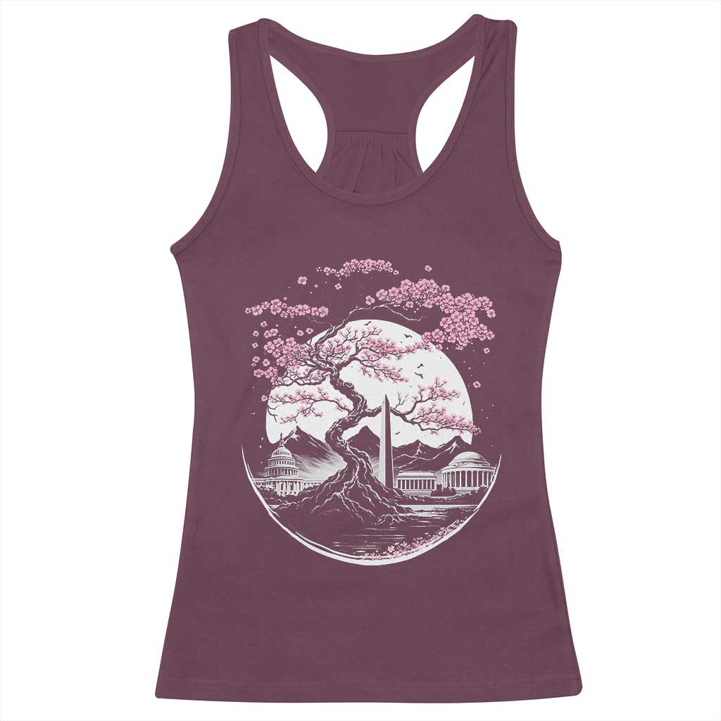 Washington DC Cherry Blossoms Monuments Memorials Japanese Style Racerback Tank Top