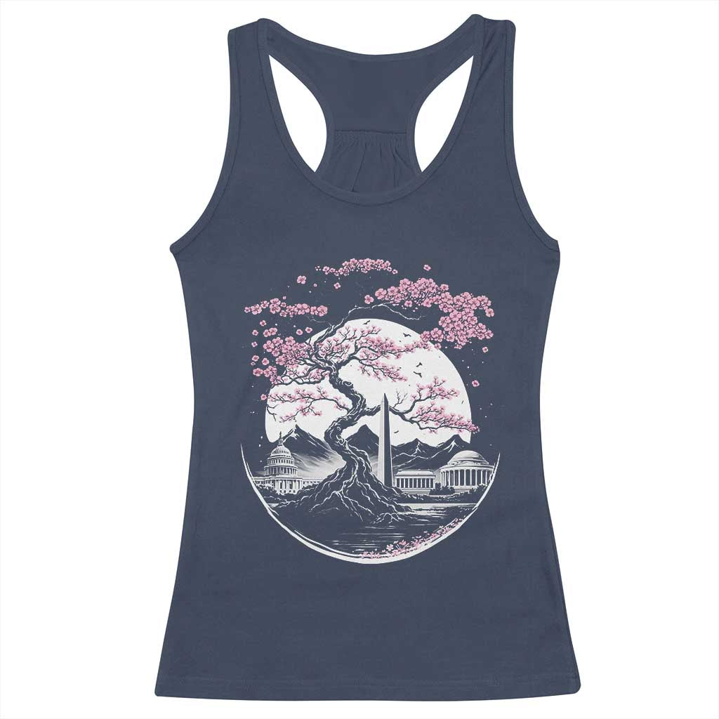 Washington DC Cherry Blossoms Monuments Memorials Japanese Style Racerback Tank Top