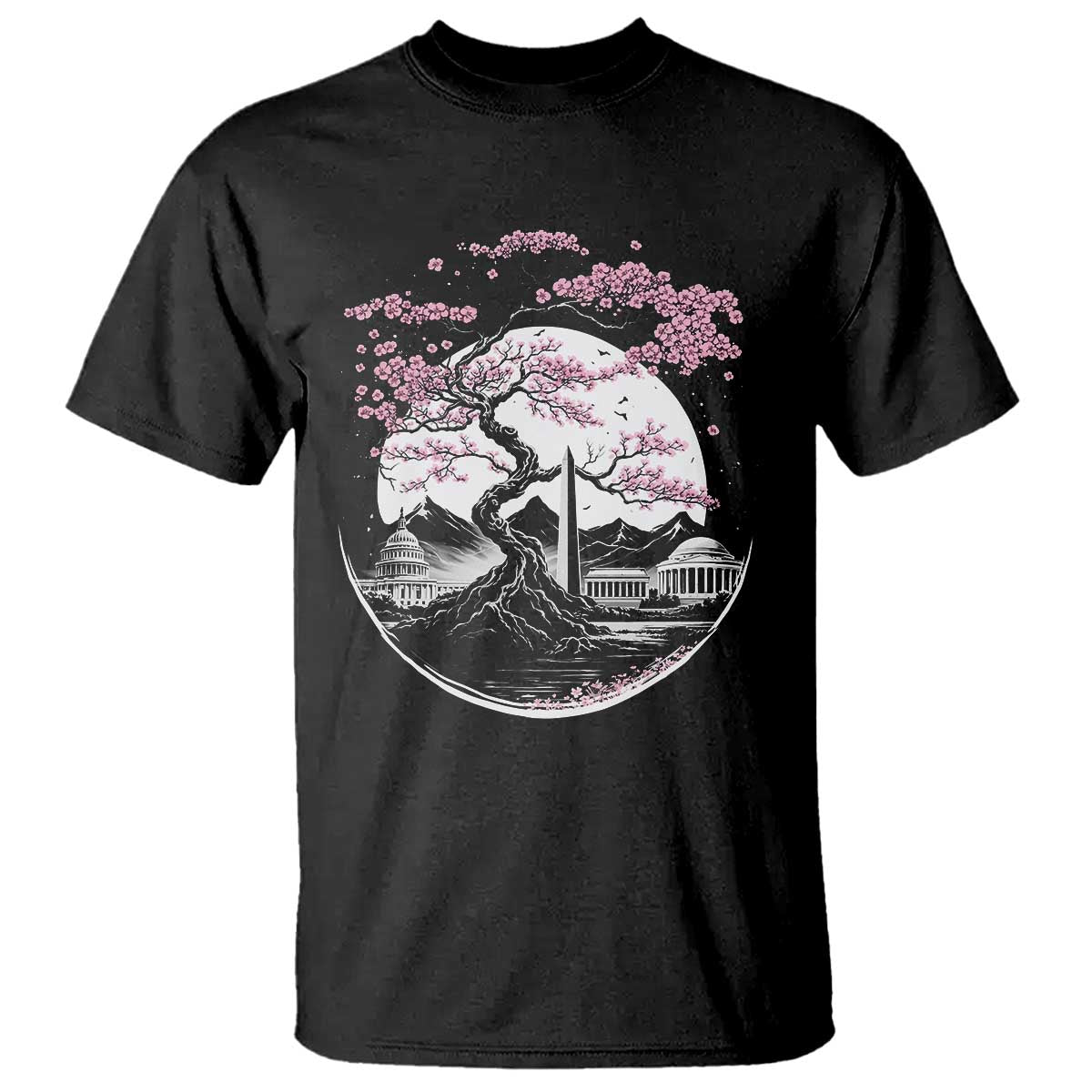 Washington DC Cherry Blossoms Monuments Memorials Japanese Style T Shirt