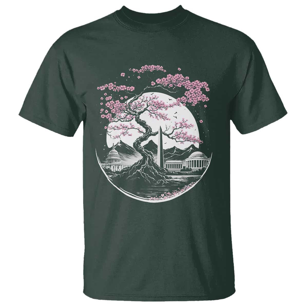 Washington DC Cherry Blossoms Monuments Memorials Japanese Style T Shirt