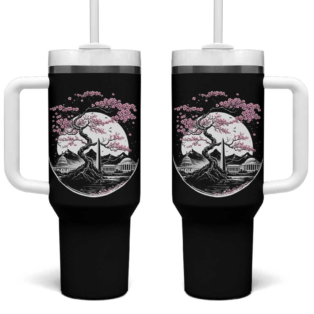 Washington DC Cherry Blossoms Monuments Memorials Japanese Style Tumbler With Handle