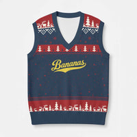 Bananas Retro Throwback Baseball Sport Lover V-Neck Knit Sweater Vest